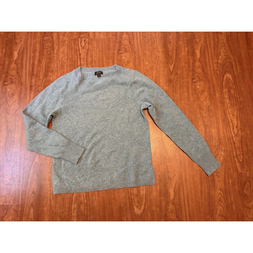 j crew 100% cashmere teal blue green crew neck women's sweater size m